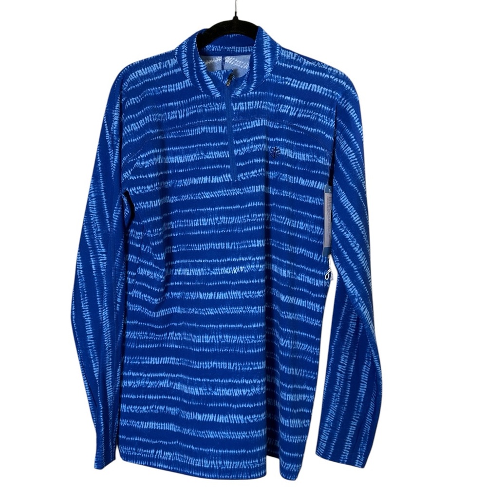Coolibar Women’s Nacona 1/4 Zip 50+ UPF Long Sleeve Shiboru Blue Rash Guard Sz M